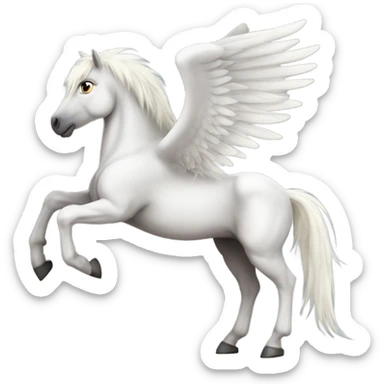 a white strong muscle pegasus stallion with a very short mane sticker