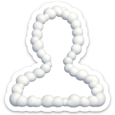 outline of a person from shoulders up, fully composed of 3D emoji clouds, only the outer contour visible, clouds are volumetric, white, soft, style 3D emoji, front view, realistic lighting and shadows sticker