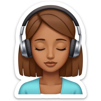 Woman listening to music with closed eyes sticker