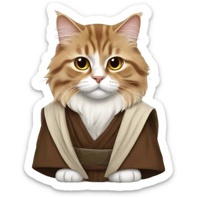 Brown Siberian cat dressed as obi wan kenobi sticker