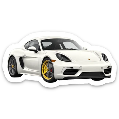 Matte White colored exterior 2024 Porsche 718 Cayman GTS 4.0 with yellow ceramic brake calipers and dark silver anthracite rims sticker