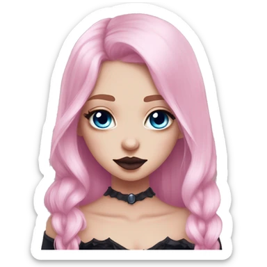 Cute spooky brown lips CUTE pink pale vampire teeth pretty pink eyebrows vampire goth princess elf ears blue eyes pink hair sticker