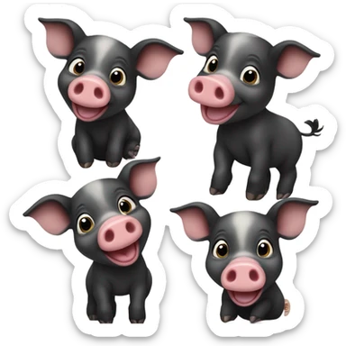 Cute baby black pig smiling having 4 bokjumeonis sticker