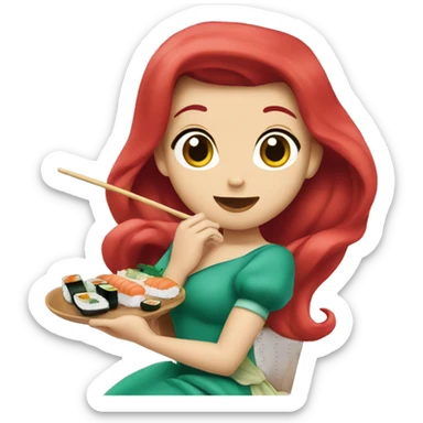 Princess Ariel eating sushi sticker