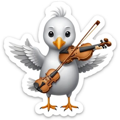 Seagull playing playing violin sticker