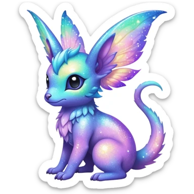 Pastel nebula furry realistic glittery Randomly-faerie-drake-colored sparkly exotic Fakémon-creature sticker