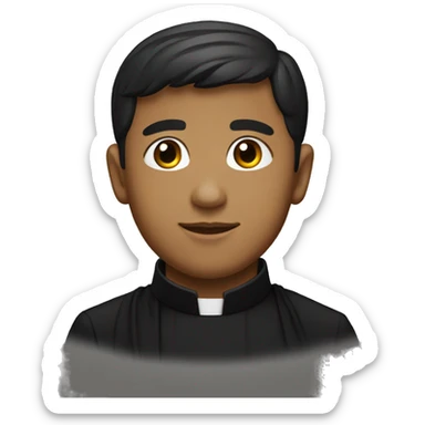young latino catholic priest in a black cassock with a Roman collar  sticker