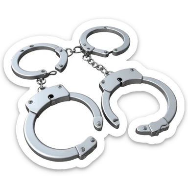 Hyperrealistic, mirco-detailed, isolated, 3D rendering, pair of Handcuffs sticker