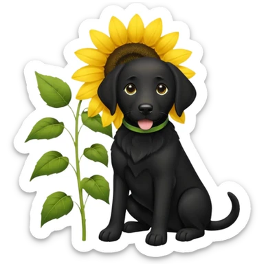  Black Labrador retriever and sunflower  sticker