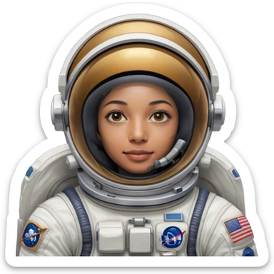 Cinematic Realistic mystery Astronaut visor down – A highly detailed depiction of an astronaut in a state-of-the-art space suit, floating weightlessly in the vast expanse of space. The reflective visor hides the face so we only see the reflection, while intricate suit details and soft lighting create an immersive sense of realism. sticker