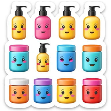 emoji of beauty products with brand labels sticker
