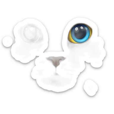 A furry white cat with heterochromia but with one blue eye and the other yellow. sticker