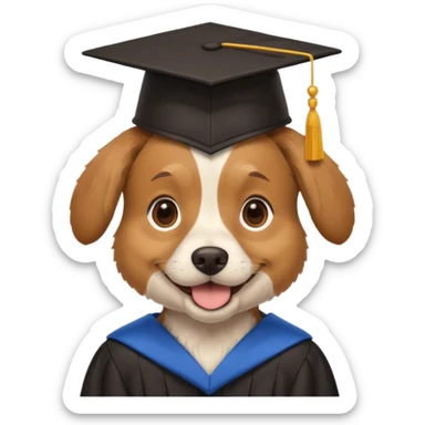 graduating cap dog sticker