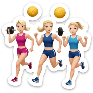 buatkan emoji yang mengandung unsur gym,volley,running sticker