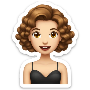 fille belle brune cheveux court ondulé grosse bouche maquillée  sticker