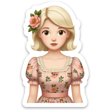 Cottagecore style realistic highly detailed with vintage material dress sticker