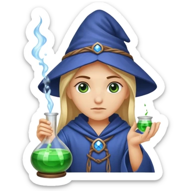 rune mage stirring potion slowly eye contact sticker