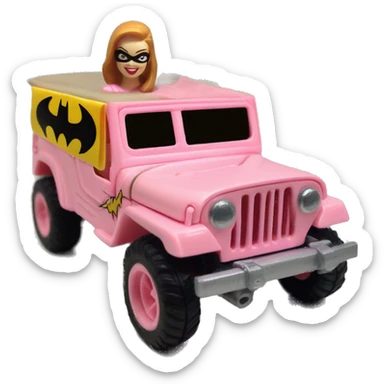 Cute Evil Batgirl 1942 Willy’s light pink army general’s jeep hot wheels real riders highly detailed  sticker