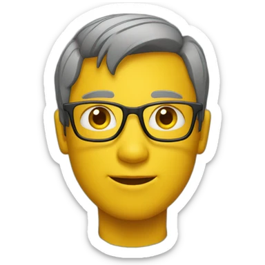 smart man wearing glasses with yellow skin dressed with a pullover over a shirt sticker