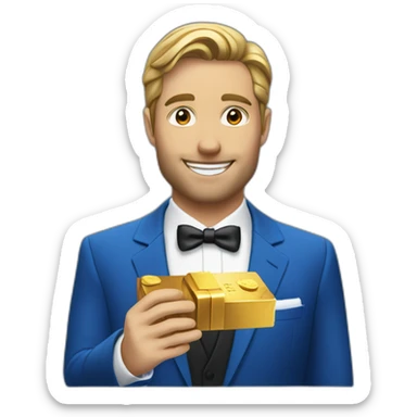 Posh-man-with-blue-suit-offering-goldbar sticker