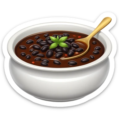 bowl of dark black bean sauce, glossy surface, no spoon sticker
