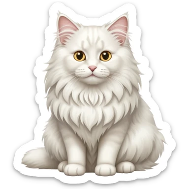 Majestic white norwegian forest cat sitting regally sticker