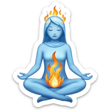 a mystical glowing flame floating above a human outline, representing the soul's energy sticker