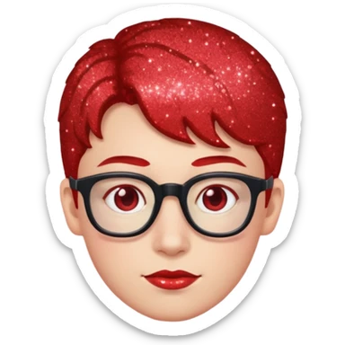 glitter red nerd sticker