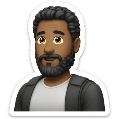 50 man with black hair beard sticker
