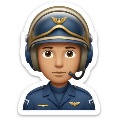 a brutal male military pilot in an aviation helmet and a modern uniform. maximum quality sticker