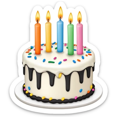 Birthday cake with little black thin bows  sticker