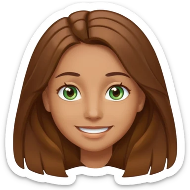 Im kinda a mixed between tan and pale   I have greenish blue hazel eyes I have brown long hair middle part and make me smiling  sticker