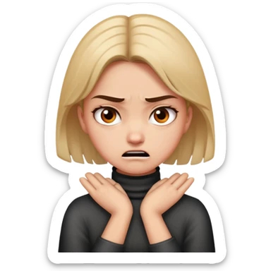 A girl with hands crossed on neck mad sticker