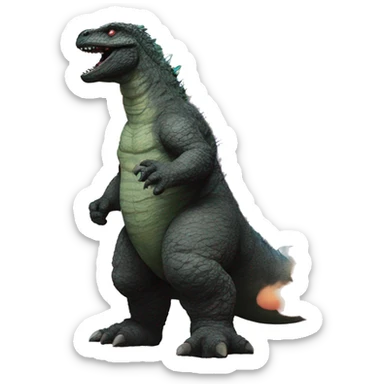 Godzilla with a rainbow sticker