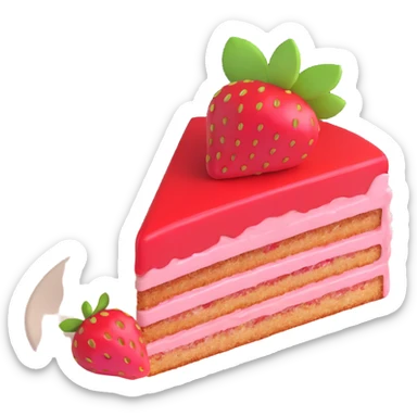 A slice of strawberry cake, burgundy color sticker