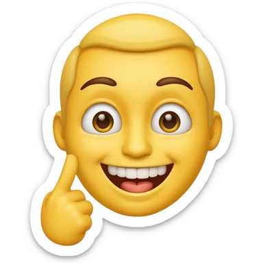 Emoji tête jaune avec un sourire et le doigt sur les dents  sticker
