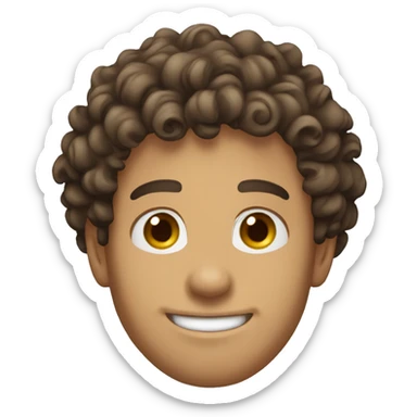 30 years old caucasian men, curly short hair, brown eyes, not shaved smiling sticker