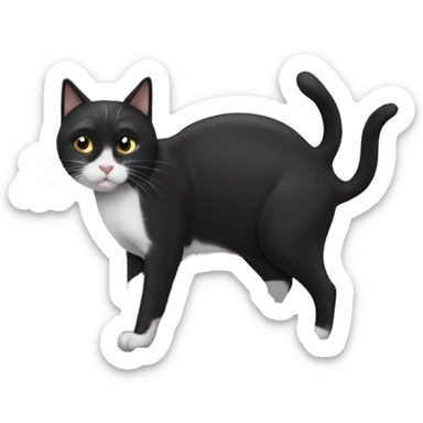 Black and white cat sniffing a pile of poo sticker