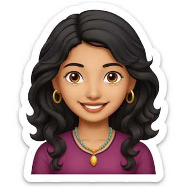 Indian fat girl south Indian wavy medium black hair tan darker skin sticker