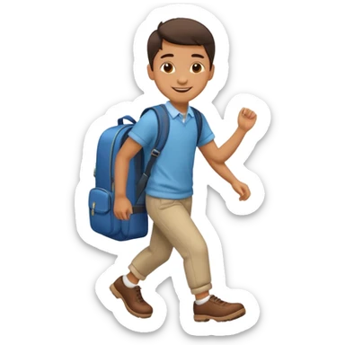 emoji of a boy with a school bag stepping sticker