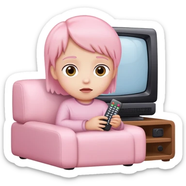 Light pink kids watching tv sticker