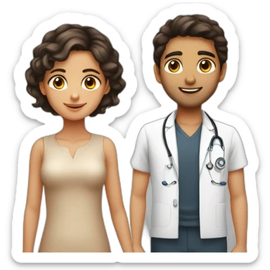 Jewish girl friendship with ophthalmologist tanned skin Arabic boy sticker