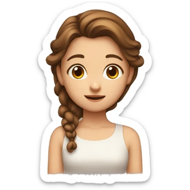 Cute brown-haired girl With cute expressions  sticker