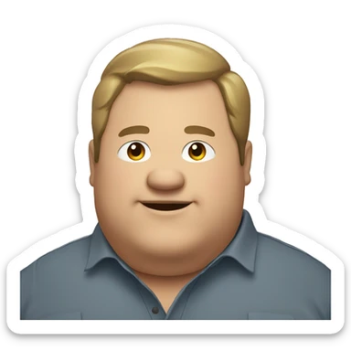 Fat man with overshirt profile picture, happy sticker
