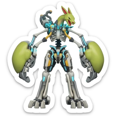 futuristic Skeleton-Cyborg-Manectric-Electrike-Salandit-Cubone-Umbreon-Marowak-Draco-Fakémon-hybrid-creature (full body), 4 legs sticker