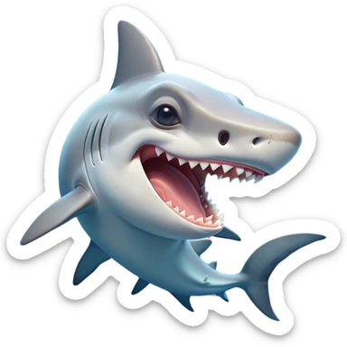 Cinematic Cute Yawning Hammerhead Shark Portrait Emoji, Head tilted slightly with a dramatic, wide-open yawn, showcasing its unique hammer-shaped head with relaxed, drooping fins and sleepy, half-closed eyes, Simplified yet irresistibly adorable features, highly detailed, glowing with a soft, cozy oceanic glow, high shine, relaxed yet expressive, stylized with a hint of whimsical aquatic ease, soft glowing outline, capturing the essence of a drowsy yet affectionate hammerhead that appears ready to stretch and yawn its way out of the screen! sticker