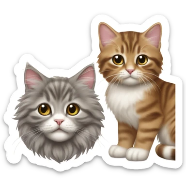 peonies with long haired brown grey tabby kitten  sticker