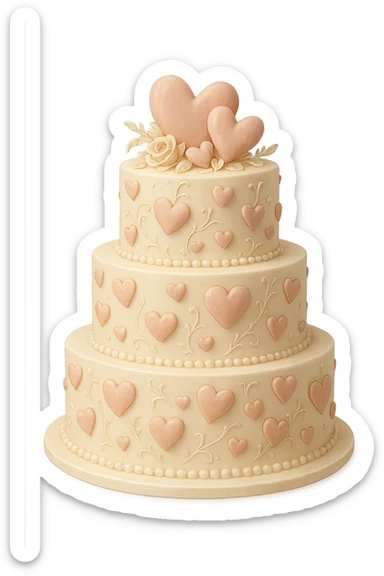 wedding cake with hearts sticker