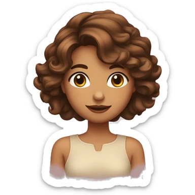 Fille peau normale, cheveux mi-long ondulés, yeux marrons  sticker