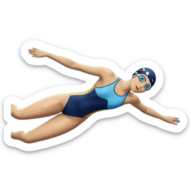 person swimming laps in pool zoomed out showing lap swiming back stroke, no more zoomed out full body but par under water I want to see the water more blue  sticker